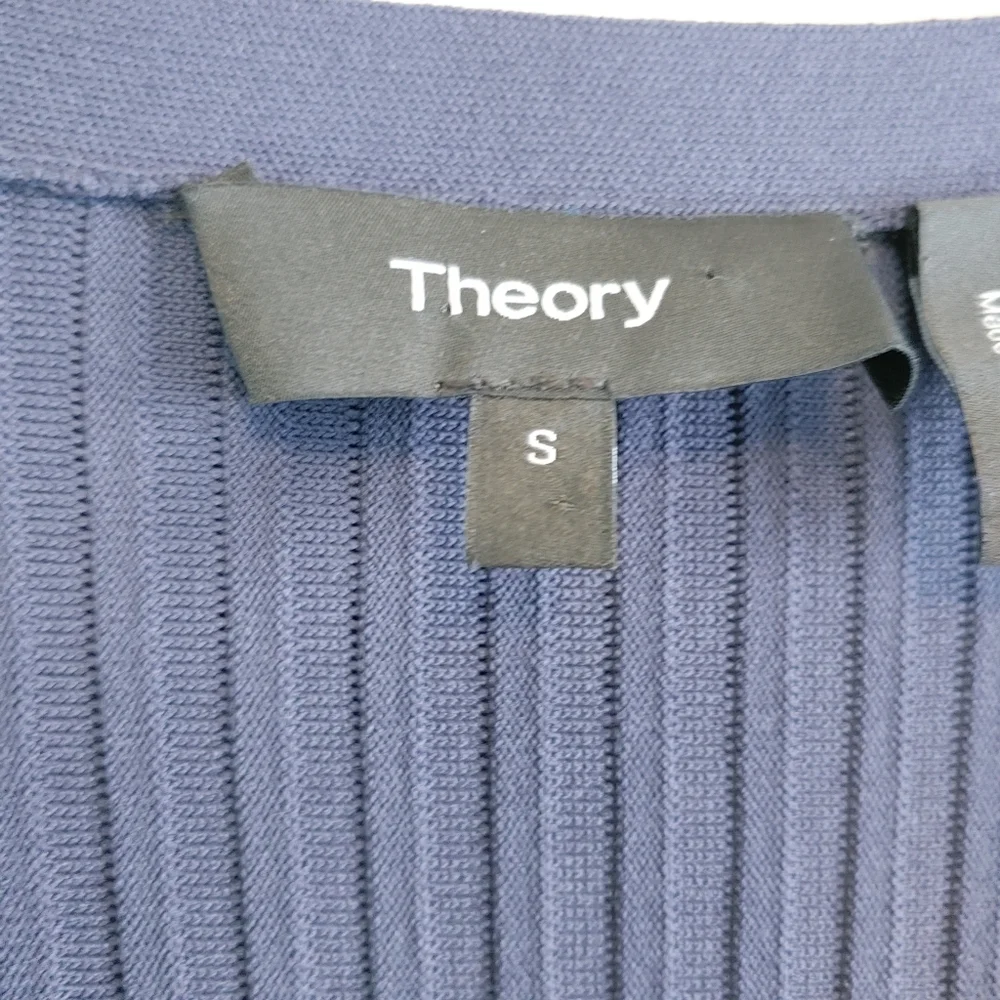 Theory Blue Ribbed Cardigan - Picture 5 of 10